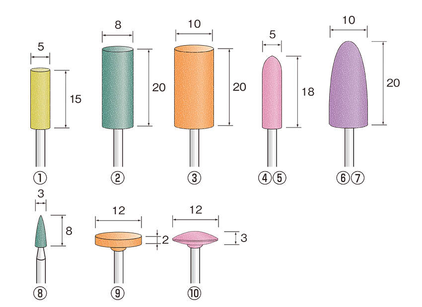 日本精密機械工作 軸付シリコンゴム砥石セット R0011 :N205-2887:DIY