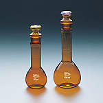 IWAKI　メスフラスコ　短型　茶スタンダード　５０ｍｌ