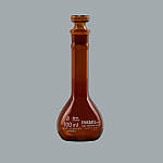 IWAKI　メスフラスコ　短型　茶スタンダード　１００ｍｌ